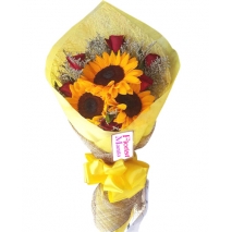 Sunflowers and roses in bouquet to Philippines