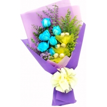 6 blue rose & chocolate in Bouquet Online Delivery to Manila Philippines