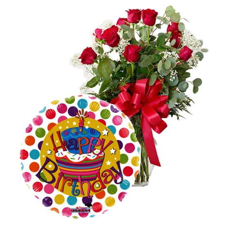 Birthday balloon with red roses to philippines
