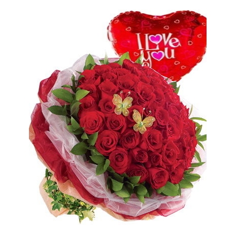 24 red roses with balloon for valentines Delivery to Manila Philippines