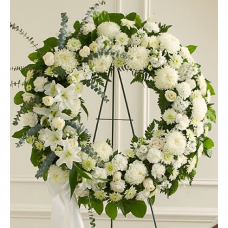 Heavenly Whites Wreath Send to Manila Philippines